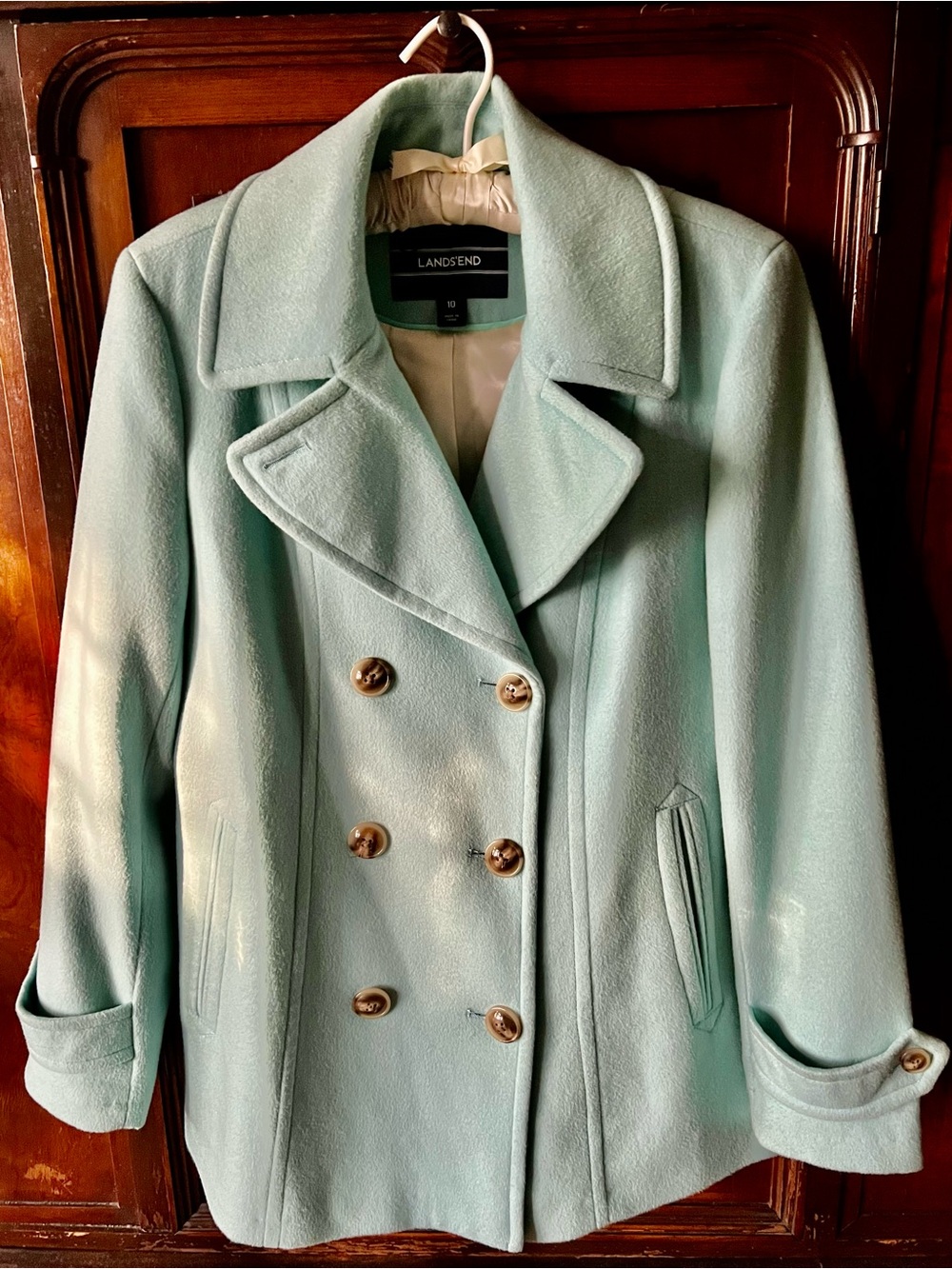 Lands' End Baby Blue Double-Breasted Peacoat